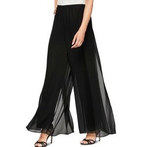 Alex Evenings Wide Leg Sheer Panel Palazzo Pants E